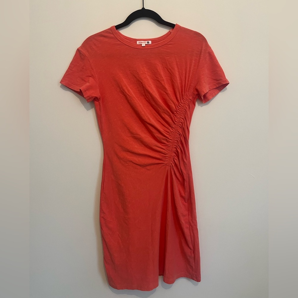 Sundry Ruched Coral Dress Size 1